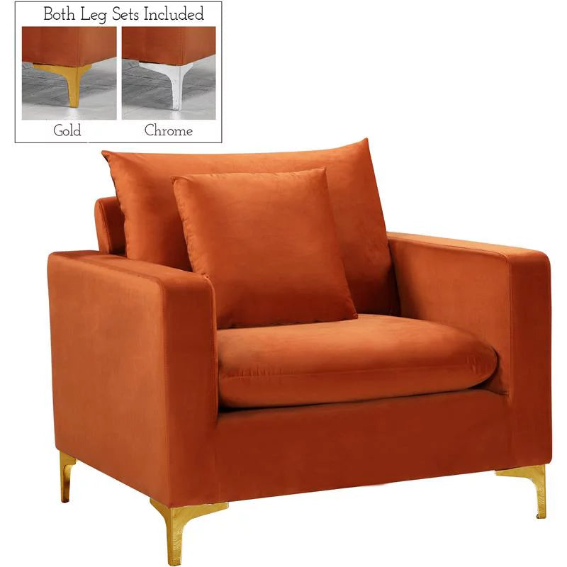 Velvet Accent Chair Set in Cognac Orange H267