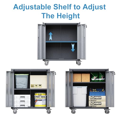 Wall Cabinet with 2 Doors, Lockable, Adjustable Shelves, Heavy Duty Steel J4545