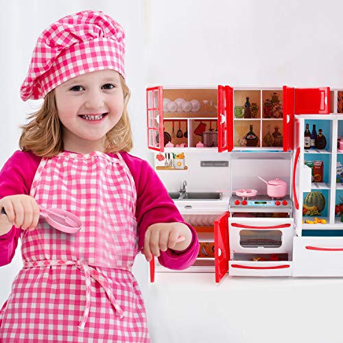 Modern Kitchen Mini Toy Playset with Lights and Sounds for 12 Inch Dolls R1427