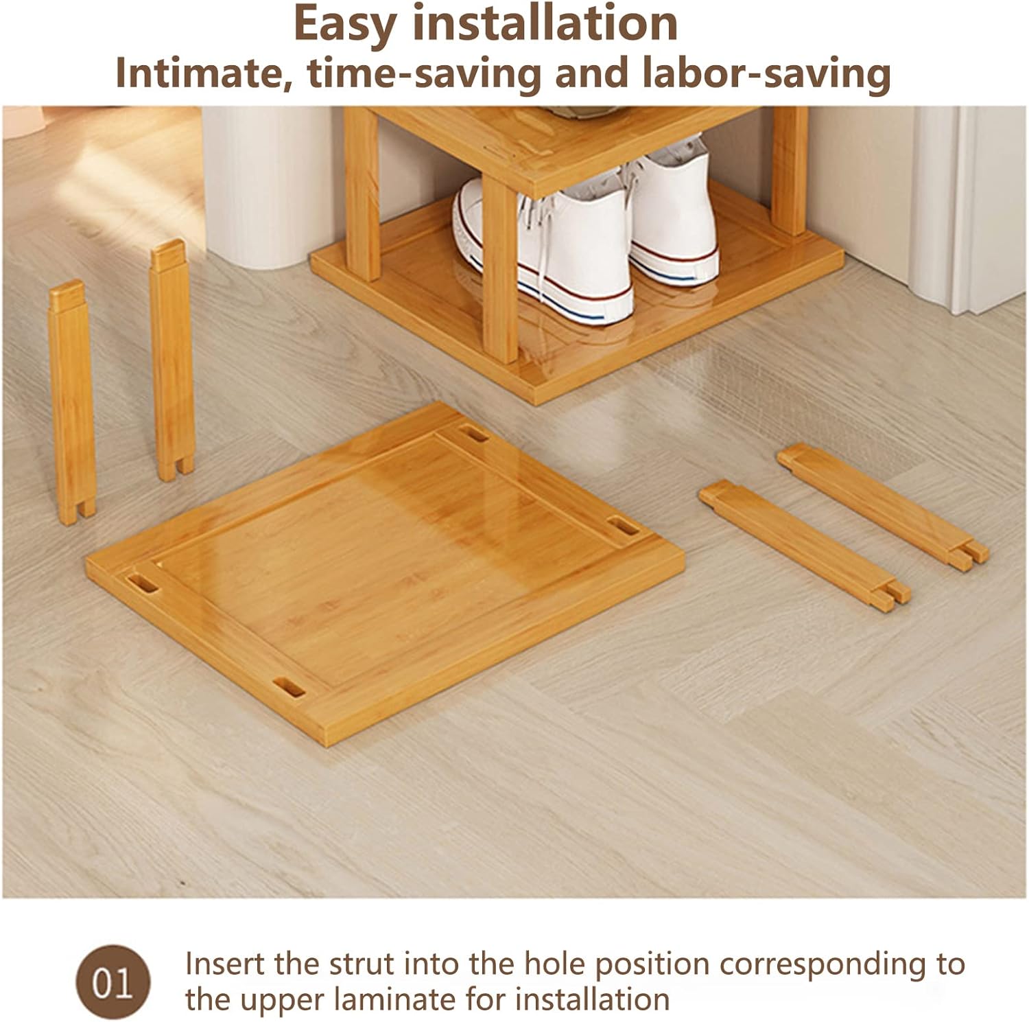 Bamboo Shoe Rack 7-Tier Storage Organizer for Entryway E6233