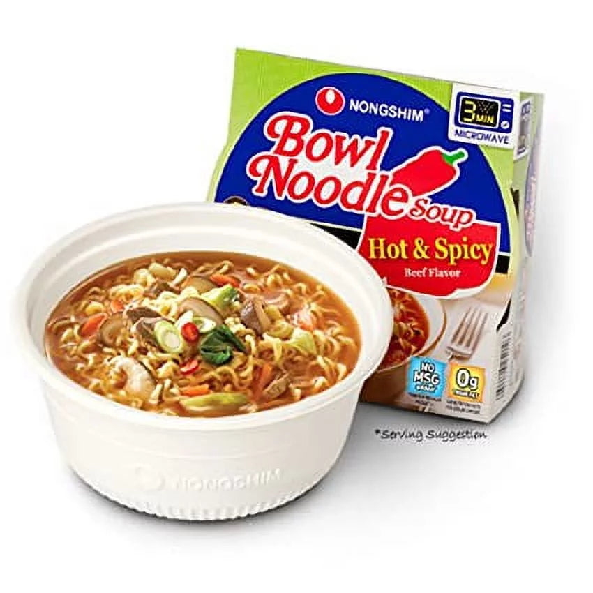 Hot & Spicy Beef Ramyun Noodle Soup Bowl, 3.03oz, 18 Count I4294