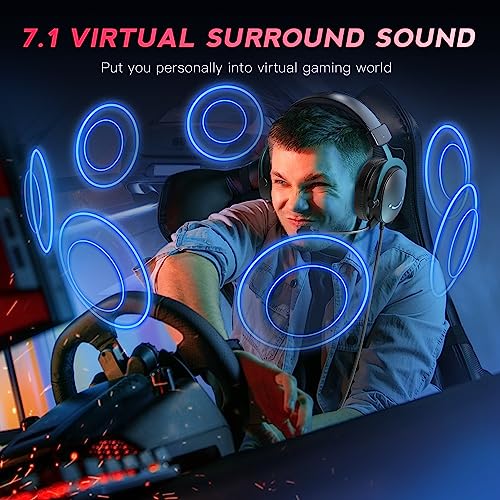 PC Gaming Headset with 7.1 Surround Sound, Detachable Microphone, Over-Ear Wired P287208