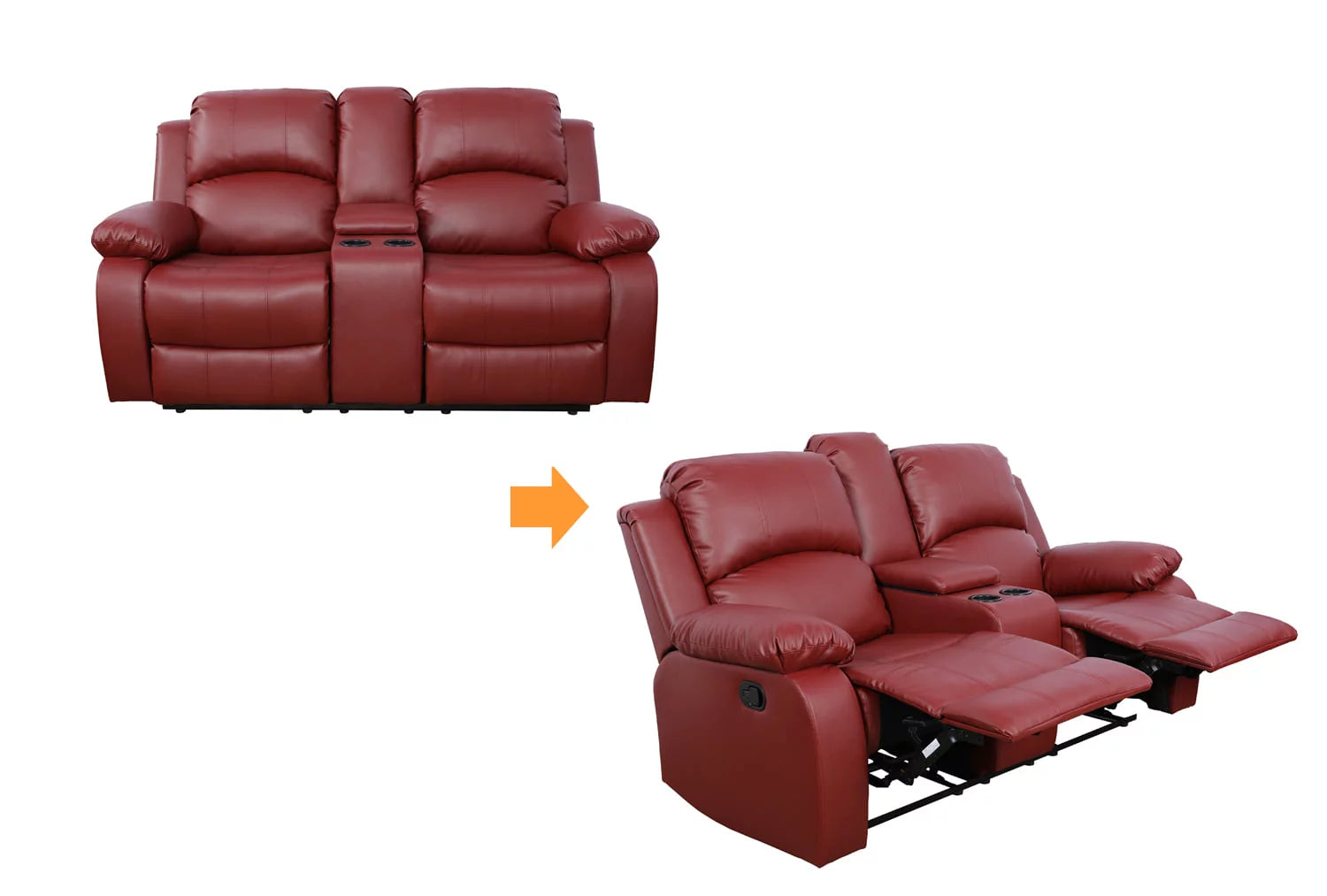 Red Leather Recliner Loveseat R869
