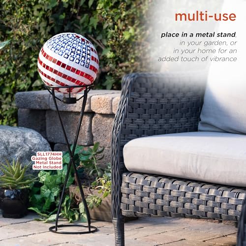 Patriotic Glass Mosaic Gazing Globe for Yard Decor M514