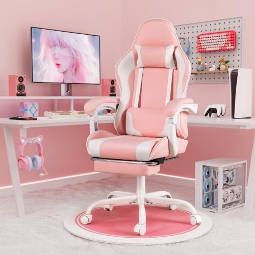 Gaming Chair with Footrest and Massage Lumbar Support J131131