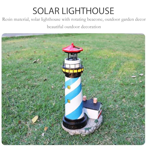 Solar Lighthouse with Rotating Beacon for Outdoor Garden Decor A48617