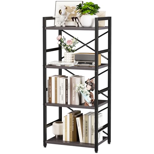 3 Tier Industrial Bookcase, Rustic Etagere Bookshelf for Living Room U5786