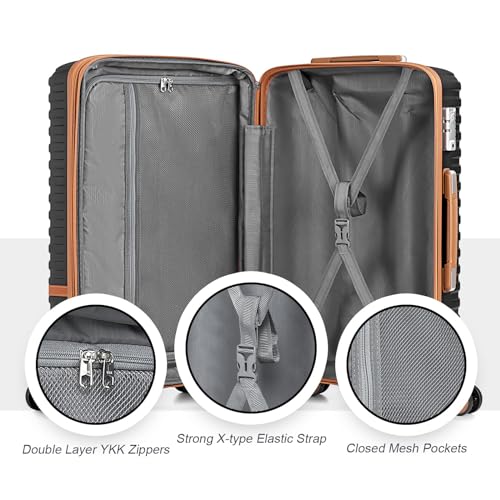 Expandable Carry-On Luggage Set, Lightweight Hard Shell 20 Inch with Spinner Wheels M12570