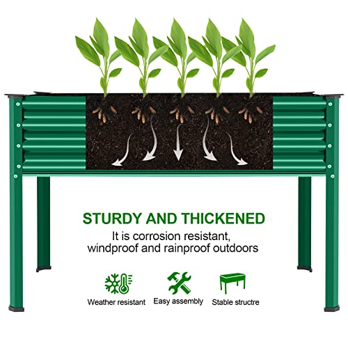 Galvanized Raised Garden Bed with Legs, Oval Metal Planter Box for Vegetables J17986