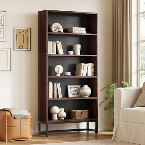 70.8 Inch Tall 5-Tier Bookcase with Closed Back Shelf for Living Room, Bedroom S15331