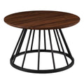 Pemberly Row 30" Wood Coffee Table with Metal Caged Base - Dark Walnut/ Black