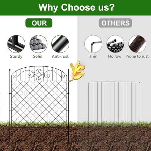 Metal Garden Fence Border for Yard, 32 in H x 11.8 ft L, Rustproof Outdoor Barrier V84591