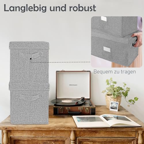 Vinyl Record Storage Box for 7" 45 RPM LPs, Grey Case with Lid, Holds 80 Albums X91735