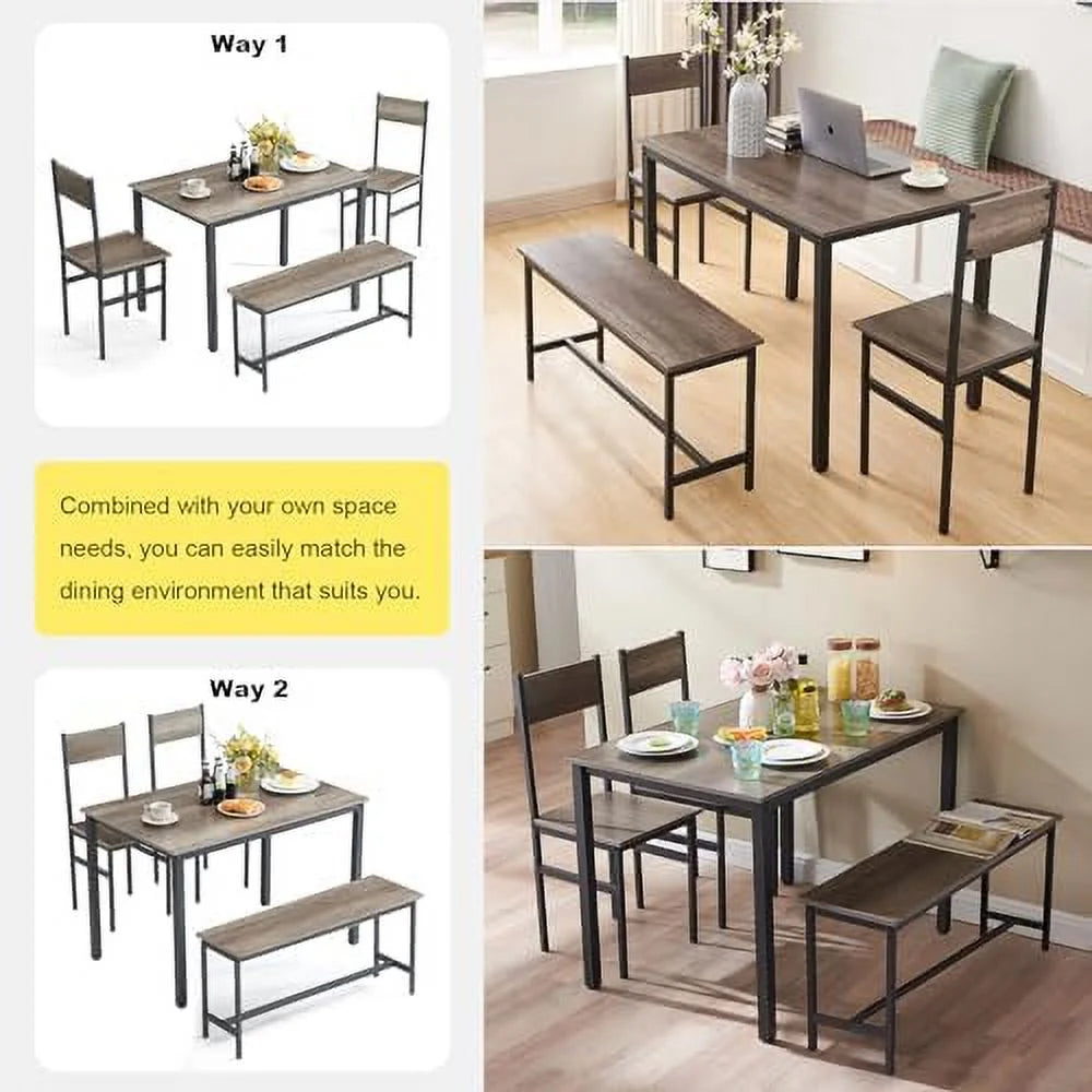 Small Kitchen Table and Chairs for 4 with Bench E29662