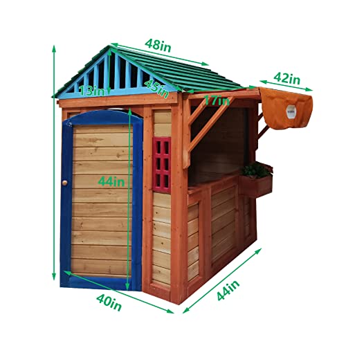 Outdoor Wood Playhouse for Kids with Mailbox and Bench D9530