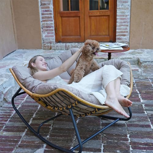 Oversized Patio Papasan Rocking Chair with Wicker Lounge G5657