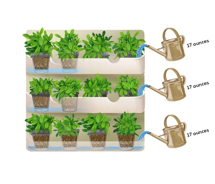 Wall Planter for 12 Plants, Indoor/Outdoor, White with Black Pots N25993