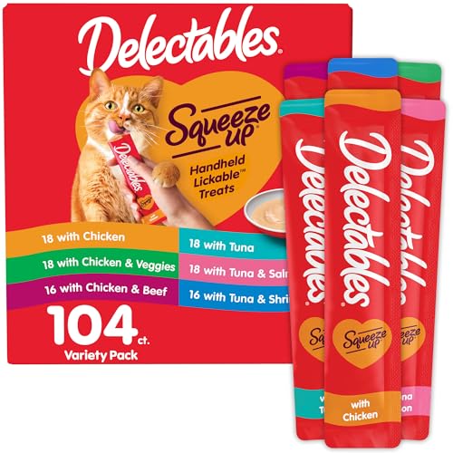 Handheld Lickable Treats for Cats, Chicken and Tuna Salmon, 54 Count A909