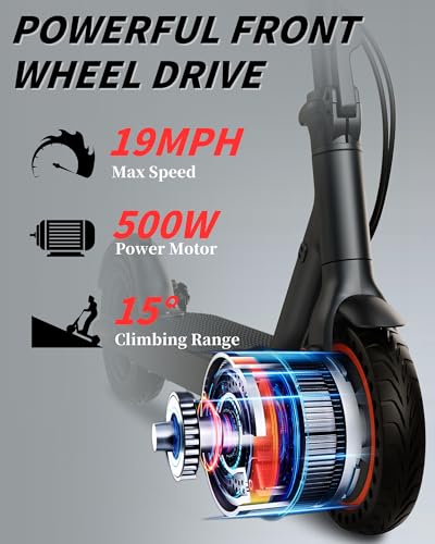 Electric Scooter for Adults, 500W Motor, Folding with Dual Suspension D383