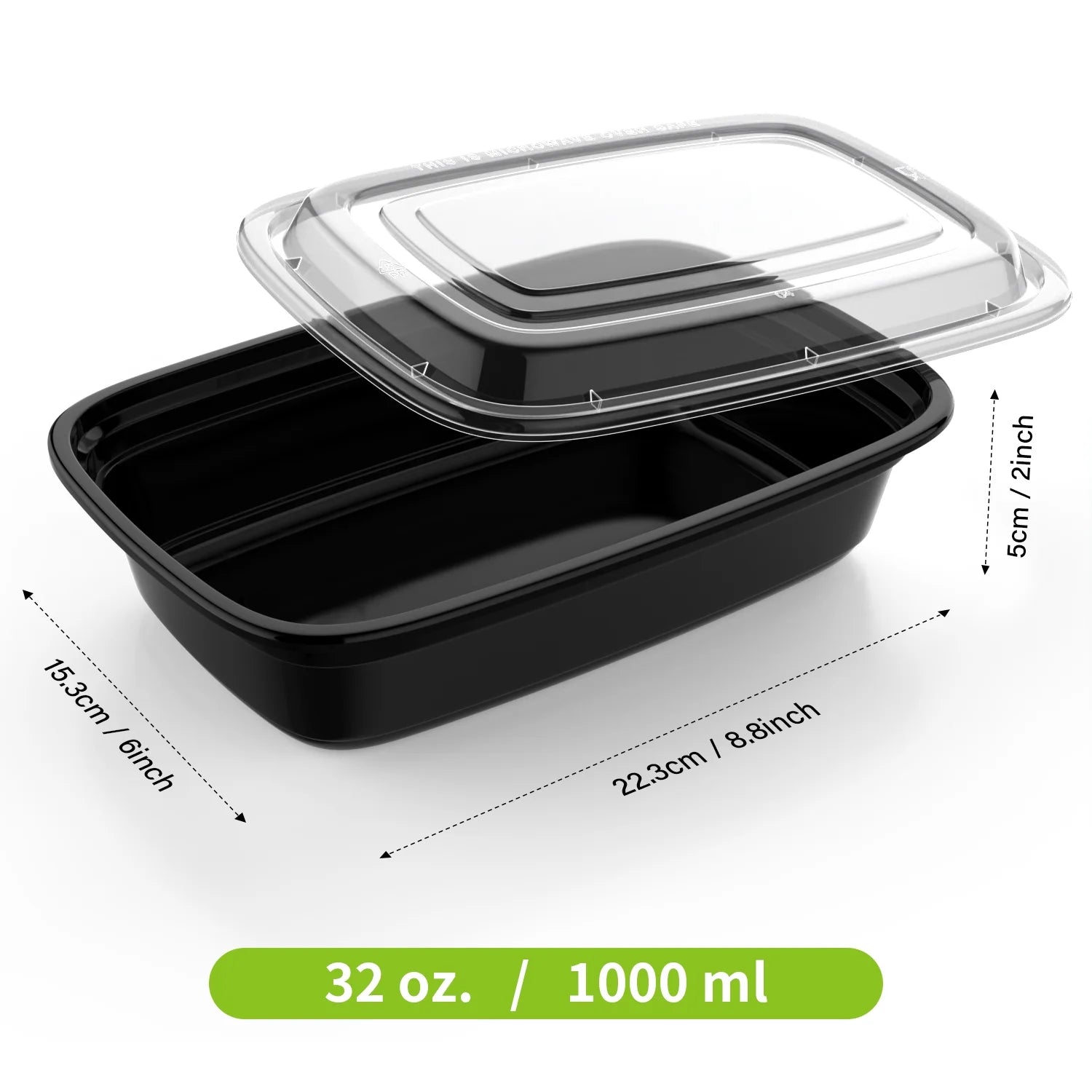 Meal Prep Containers with Lids, 32 oz, 50 Pack, Microwavable & Freezer Safe V2142