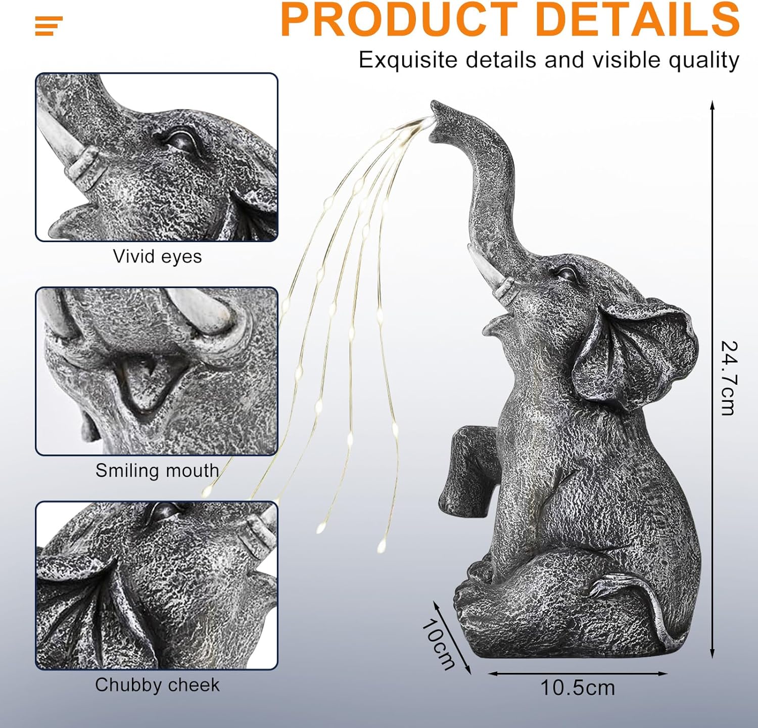 Solar Elephant Garden LED Light Statue P4758