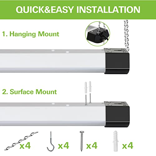 4FT 120W LED Shop Light Linkable, 5000K, 2 Pack E2458