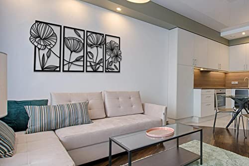 Metal Lotus Flower Wall Decor, Abstract Floral Line Art, Minimalist Hanging Sculpture Q954