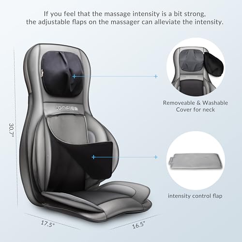 Shiatsu Neck Back Massager with Heat, 3D Kneading Massage Chair Pad, Adjustable Neck Massage, Seat Massager for Full Body Relaxation, Dark Gray D921543