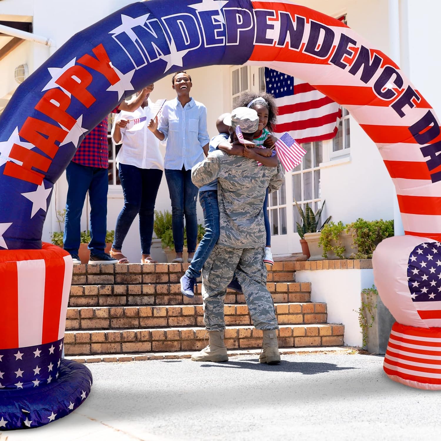 Patriotic Inflatable American Bald Eagle Arch with LED Lights for Outdoor Party Decor P436