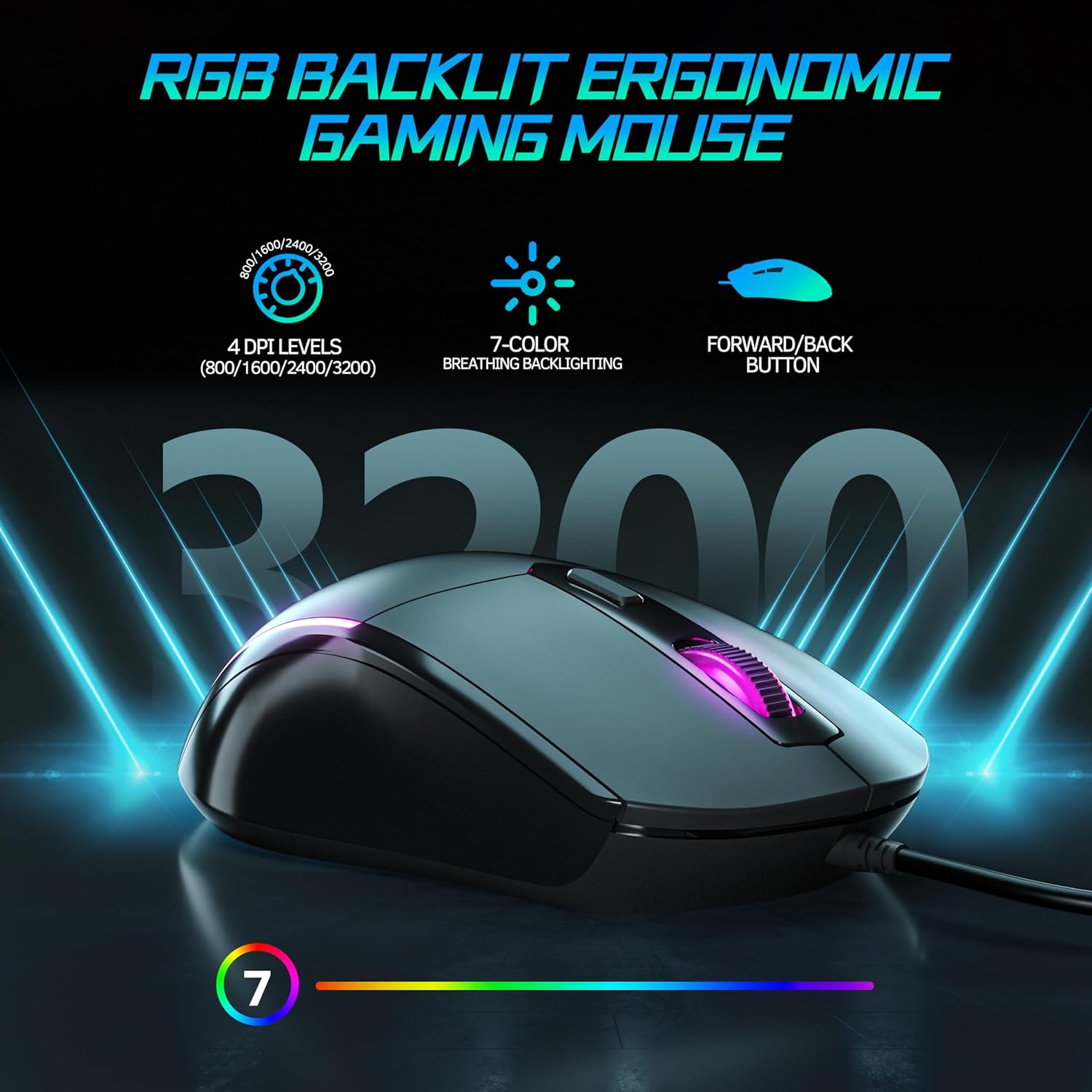 Mechanical Gaming Keyboard and Mouse Combo, Retro Metal Panel, RGB Backlit, 104 Keys B16775