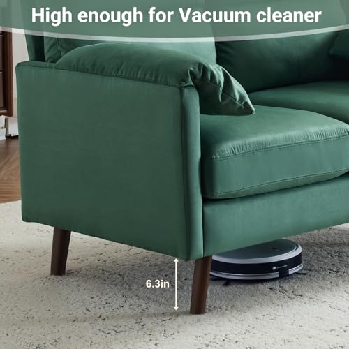 Mini Loveseat Sofa Couch with Suede Upholstery for Small Spaces, Beige S268011