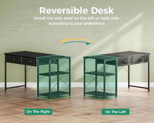 Small Computer Desk with Drawers & Power Outlet for Bedroom, Home Office M131
