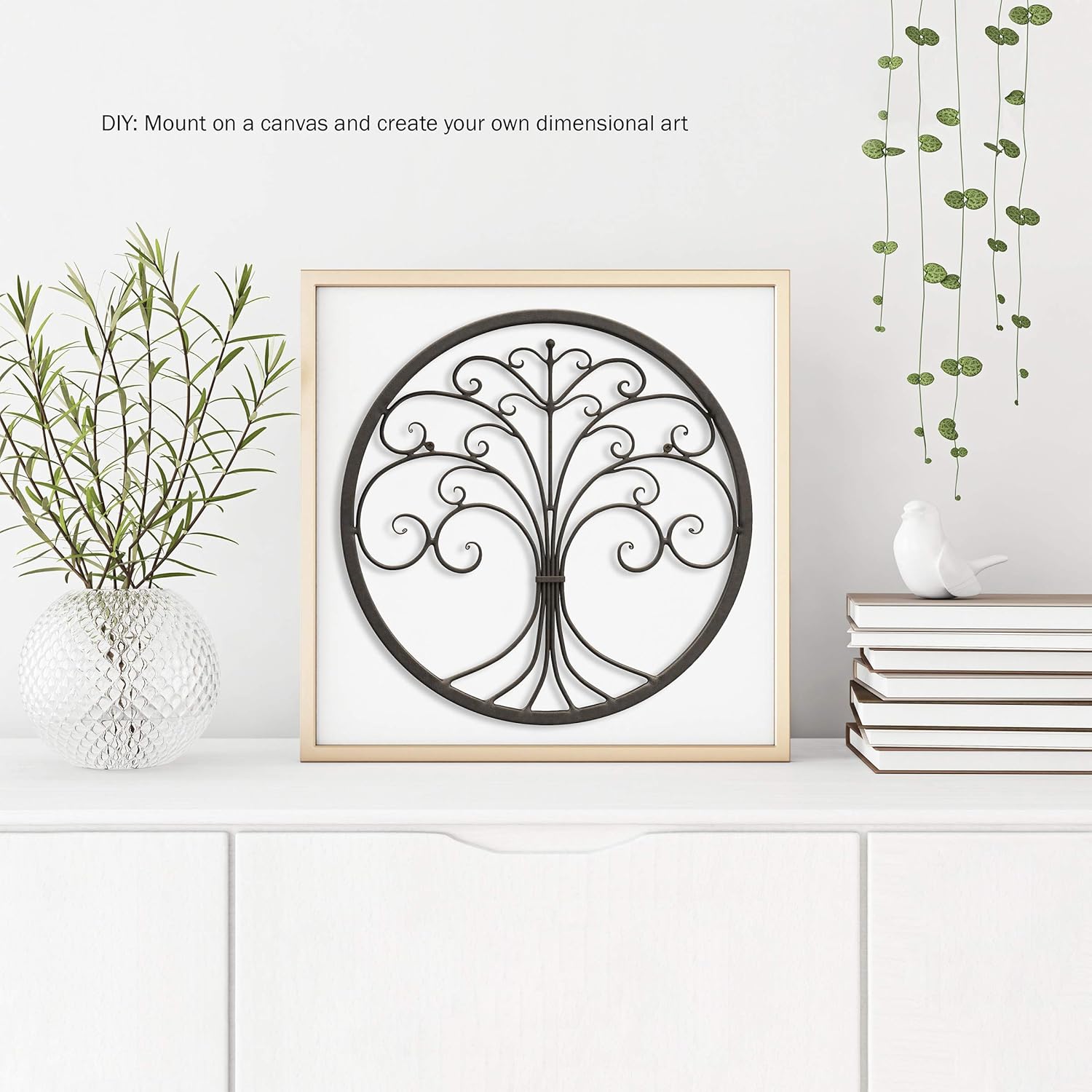 Iron Metal Tree of Life Wall Sculpture Art, Round, Brown D988731