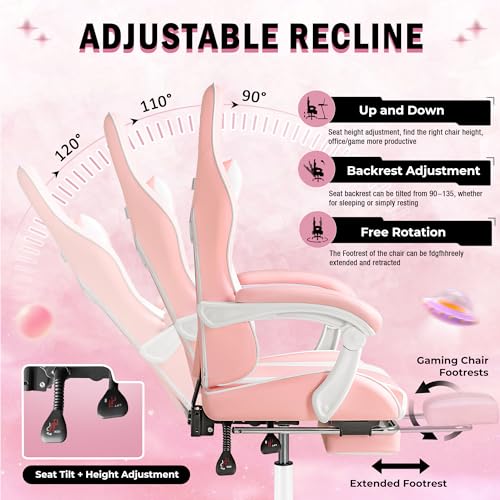 Gaming Chair with Footrest and Massage Lumbar Support J131131