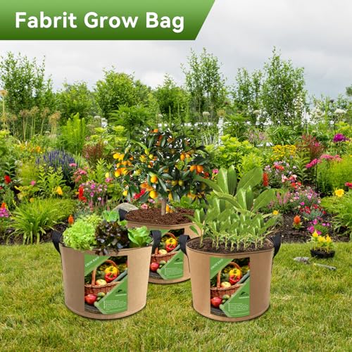 6 Pack 5 Gallon Grow Bags with Handles for Vegetables and Garden P7492