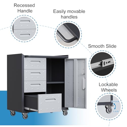 Wall Cabinet with 2 Doors, Lockable, Adjustable Shelves, Heavy Duty Steel J4545