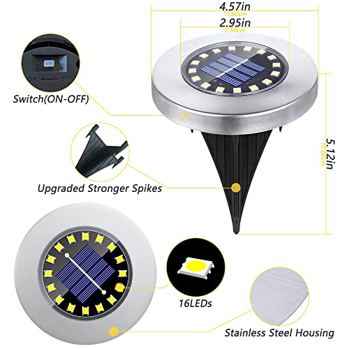 Solar Ground Lights Waterproof Outdoor Garden Disk Lights 16LED Warm Light Q124545