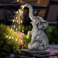 Elephant Statue Solar Garden LED Light Strings, Solar Garden Decor, Garden Statues Outdoor, Elephant Resin Sculptures for Garden, Patio, Yard Art Decor