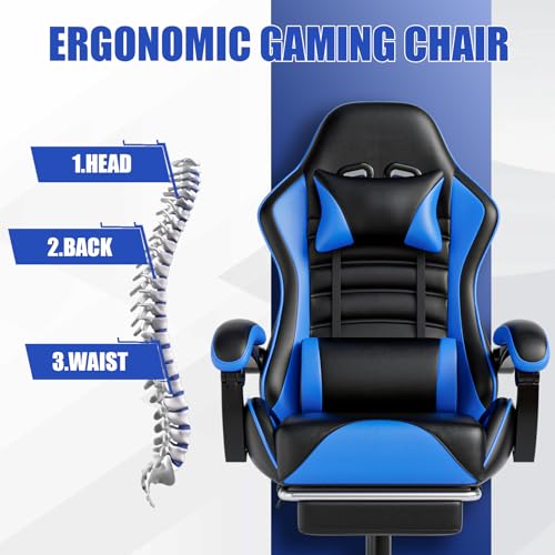 Ergonomic Gaming Chair with Footrest, Reclining, Lumbar Support I1131