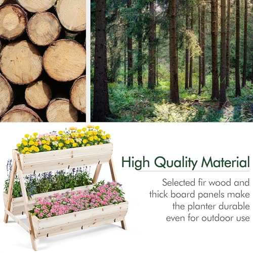 Wooden Raised Garden Bed with Legs 3 Tiers Elevated Planter Box Outdoor B602