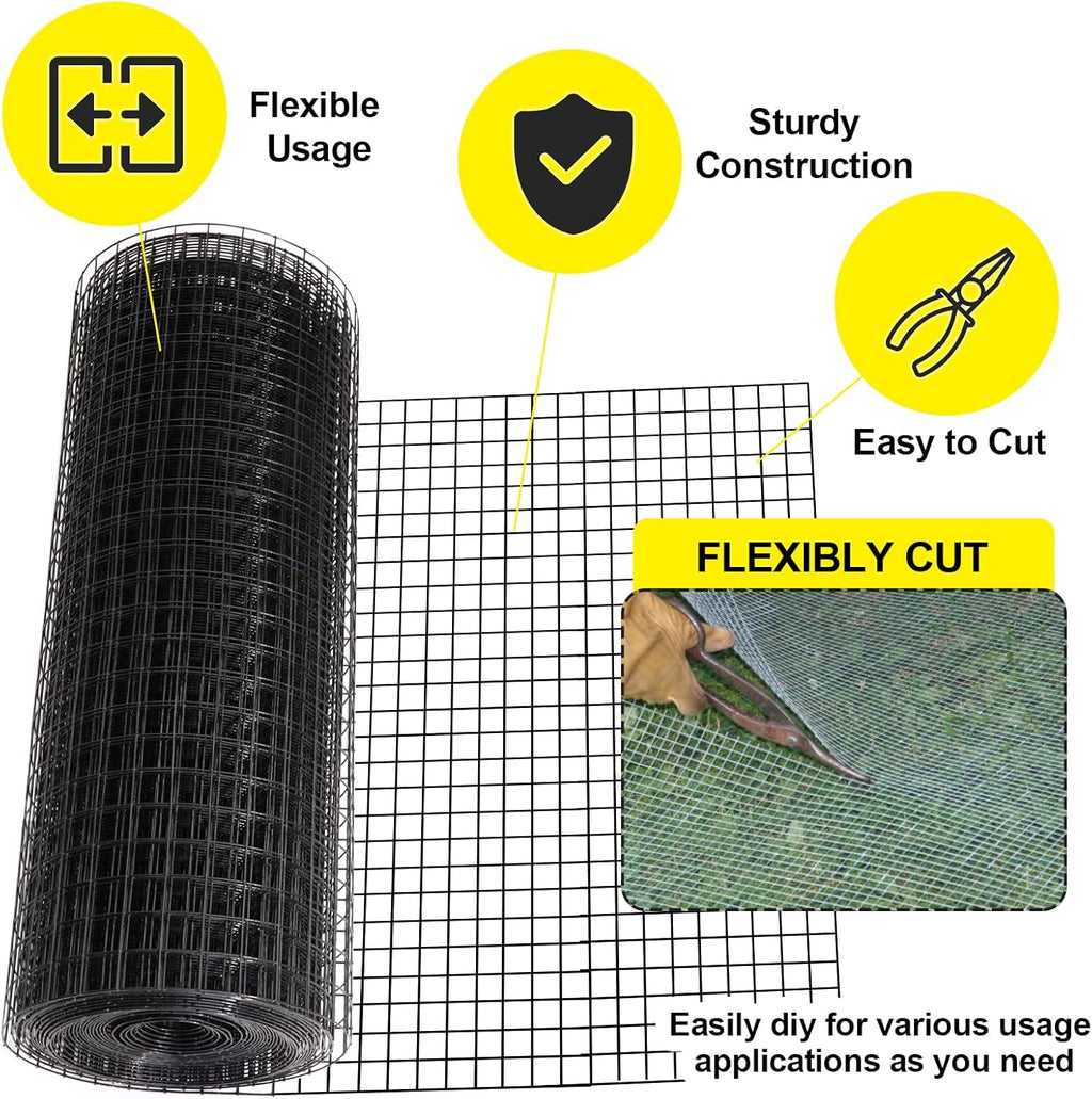 1/2 inch 16 Gauge Black Vinyl Coated Welded Fence Mesh 24 x 100 ft I133