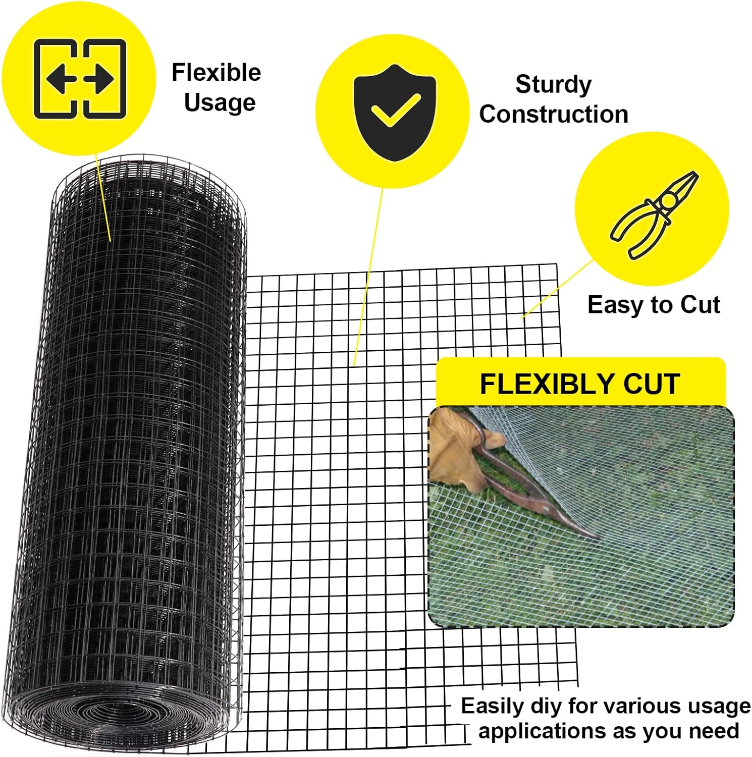 1/2 inch 16 Gauge Black Vinyl Coated Welded Fence Mesh 24 x 100 ft I133