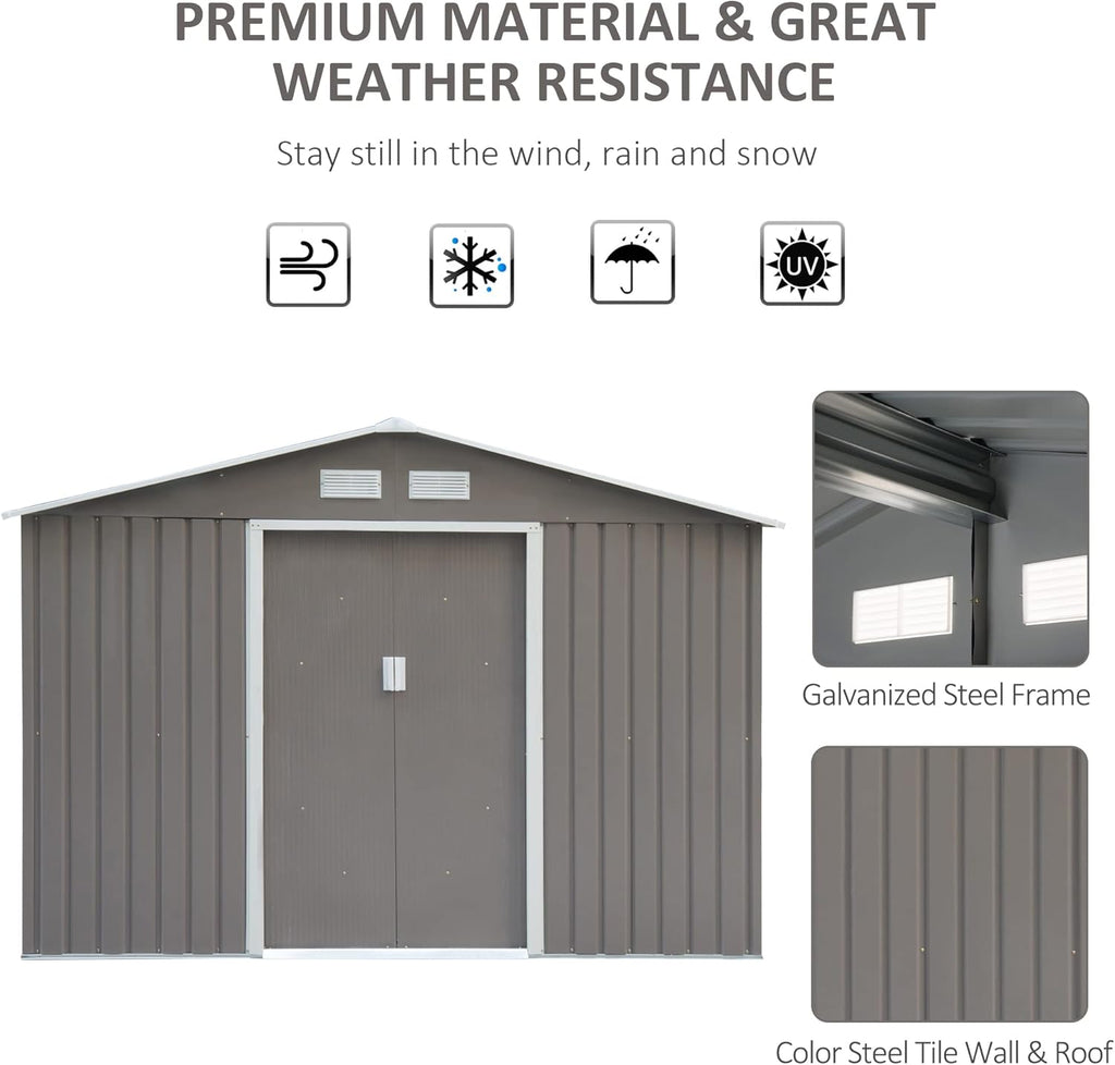 Metal Garden Utility Storage Shed 9x6 ft F1911