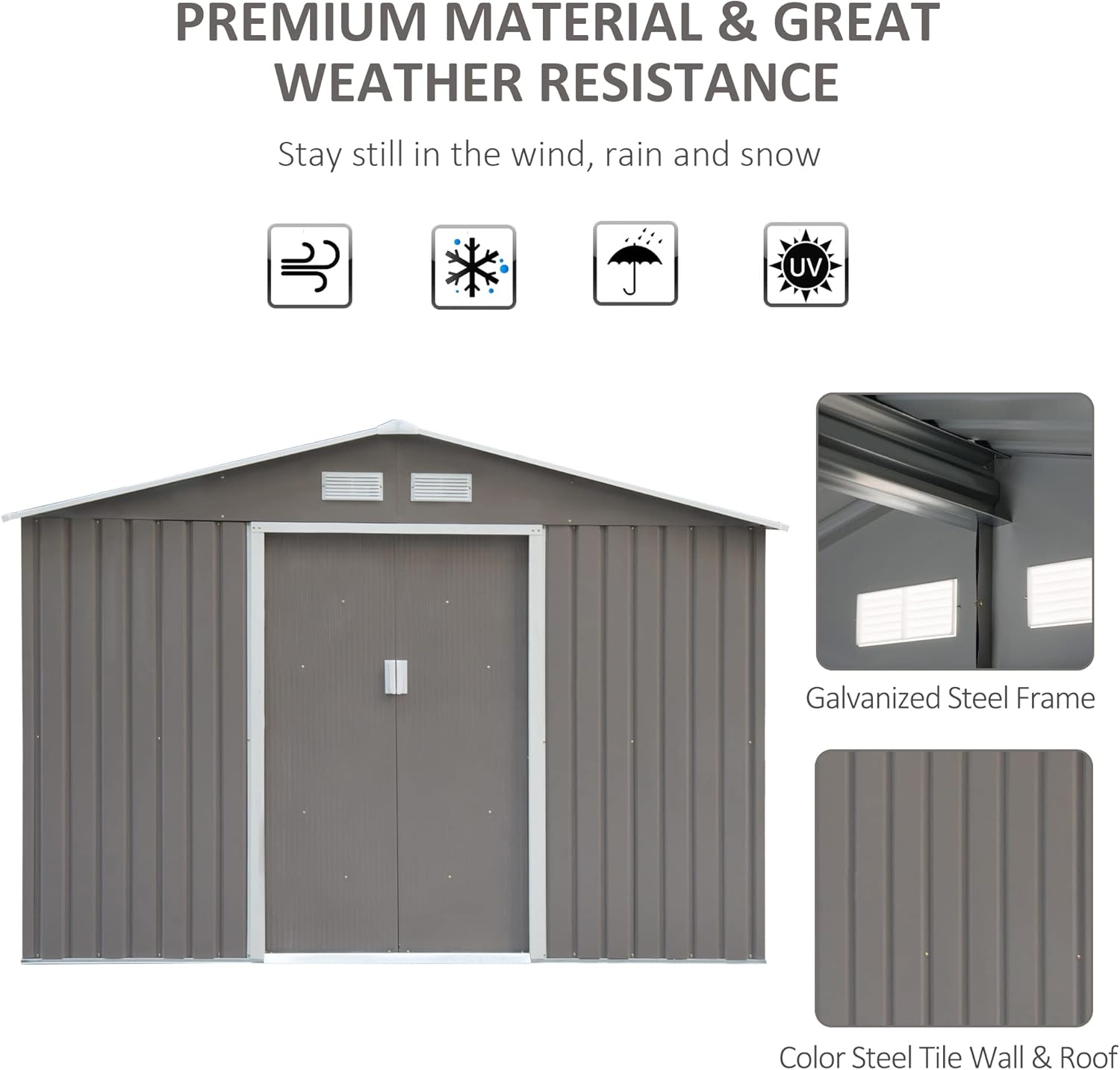Metal Garden Utility Storage Shed 9x6 ft F1911