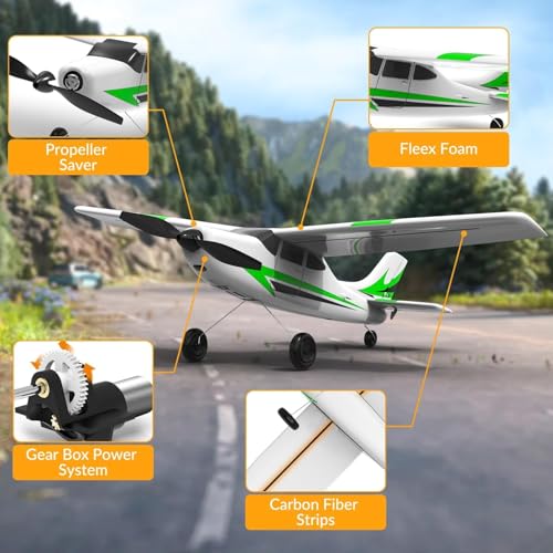 RC Plane Trainer 3CH Remote Control Airplane with 6-Axis Gyro Stabilizer C39075