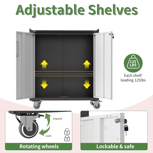Rolling Tool Storage Cabinet with 4 Drawer and Locking Door U282375