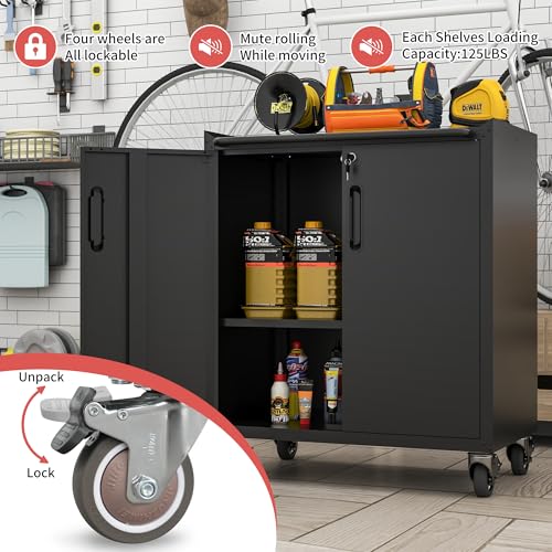 Rolling Tool Storage Cabinet with 4 Drawer and Locking Door U282375
