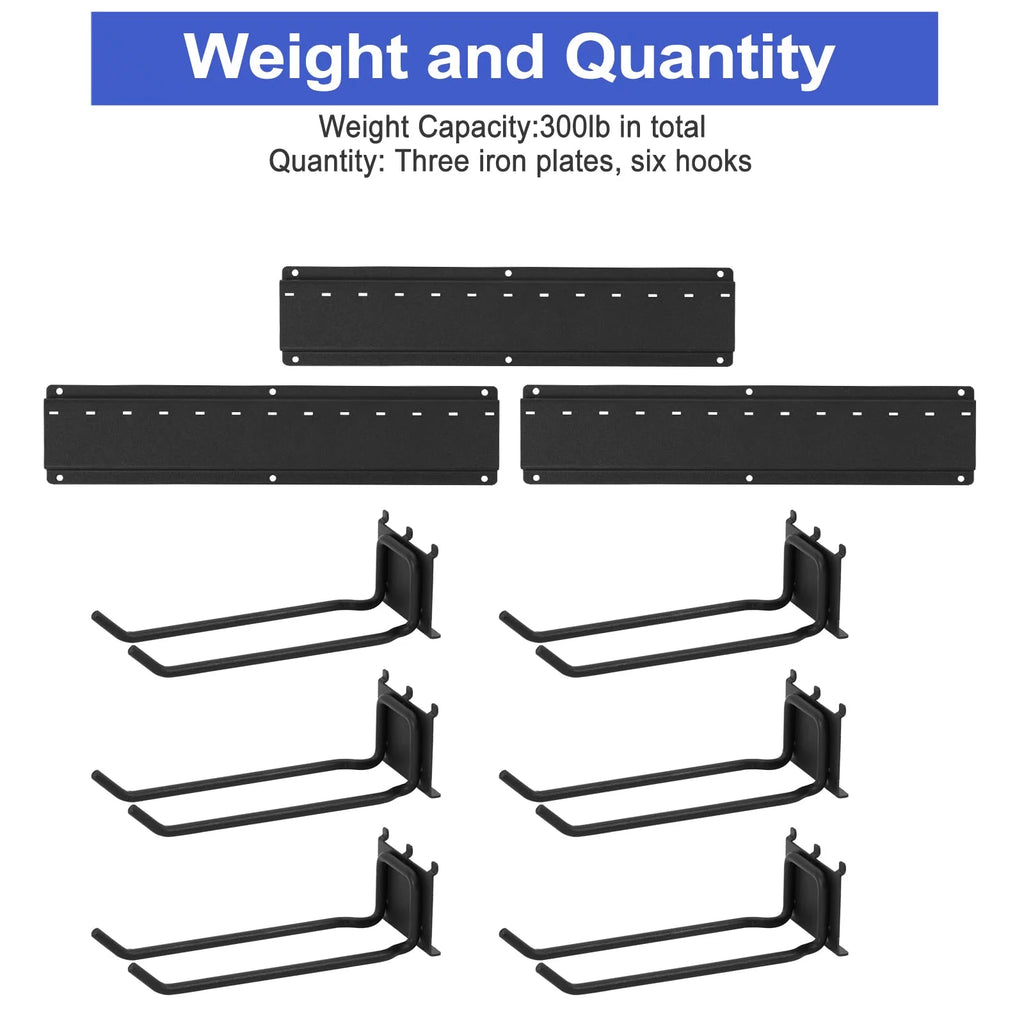 Wall Mounted Tool Storage Organizer with 6 Hooks and 3 Boards U46571