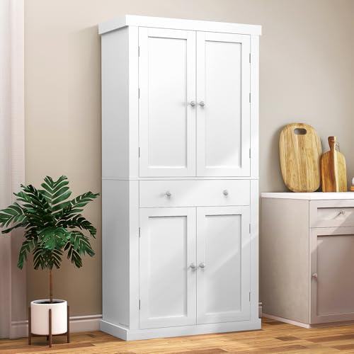 White Pantry Cabinet with 6 Doors and Drawer I8389