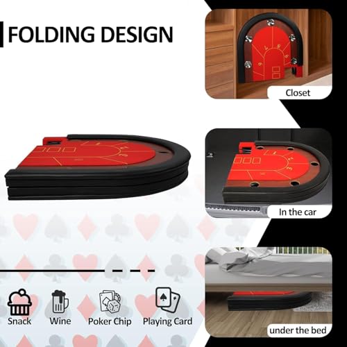 84" Foldable Poker Table with Chips Tray, 10 Player Oval, Green Felt U489